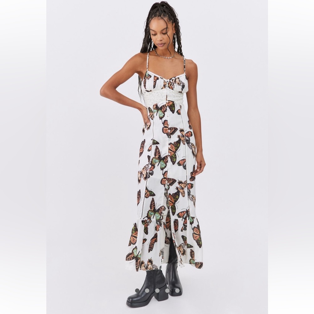 Urban Outfitters Silva Rayon Midi Slip Dress